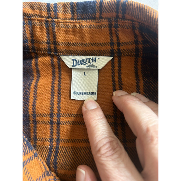 Duluth Trading Co. Forklore Duster Flannel Blouse Womens Size Large Orange - Picture 3 of 9